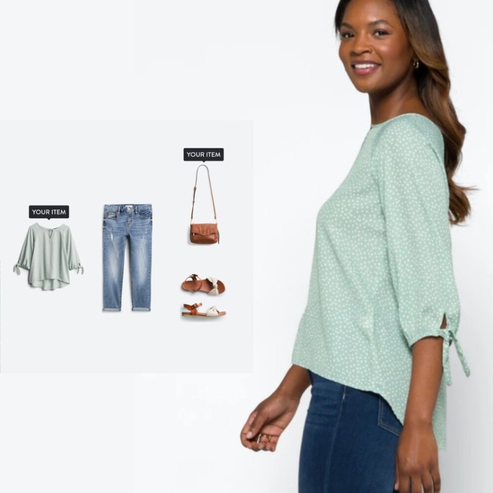 EUC✨ PAPERMOON XL mint/light blue Coraley 3/4 Tie Sleeve Blouse from Stitchfix - Picture 17 of 17